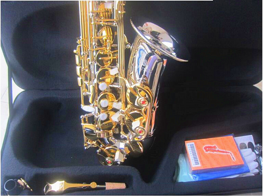 Jupiter Новые альт-саксофонные латунные никелированные никелированные кузова золотой лак-лак-ключе