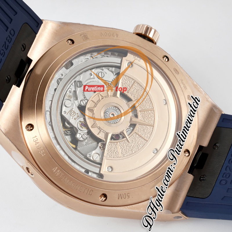 8F Overseas Calendário Perpétuo Fase da Lua 4300V A1120 Relógio Masculino Automático Rosa Dourado Azul Bastão Mostrador Pulseira de Borracha Versão Super Edição Puretime H8