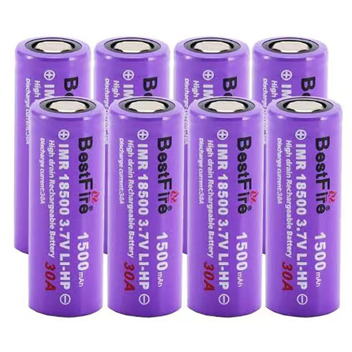 Originele BestFire 18500 lithium batterij oplaadbare batterij 1500 mah platte kop 30A 3.7 V power batterij