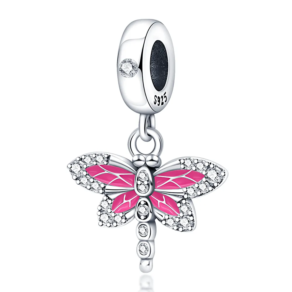 925 Silver Fit Pandora Charm 925 Bracelet Pendant Dragonfly Butterfly Series charms set Pendant DIY Fine Beads Jewelry