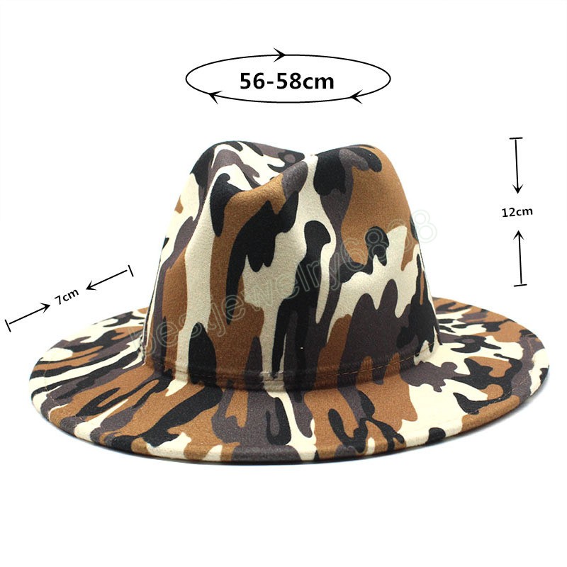 Semplice top capmen donna nuovo camouflage cappello a tesa larga moda cappello fedora a tesa piatta cappelli jazz di lana primaverili