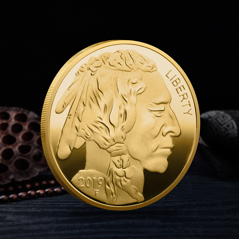 Konst och hantverk minnesmedalj American Buffalo Gold Plated Coin Commemorative Medal