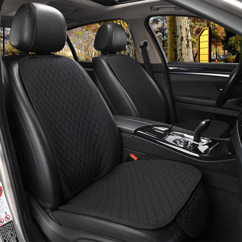 New Black Flax Car Seat Cover Four Seasons Universal Front Rear Back Backrest to Choose For Auto Chair Seat Cushion Protector Pad