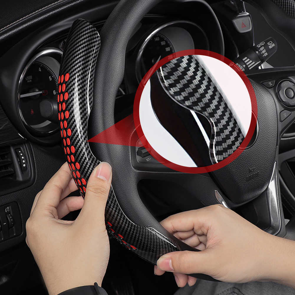 New 38cm Universal Car Steering Wheel Cover Anti-slip Silicone Steering Boost Cover Carbon Fiber ABS Interior Decoration Accessories