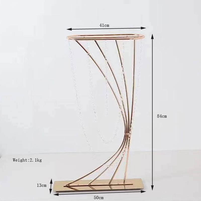 Ślub złoty metalowy stojak na kwiaty ozdoby na środek stołu do dekoracji ślubnych podłoga kwiatowy wazon uchwyt na żyrandol