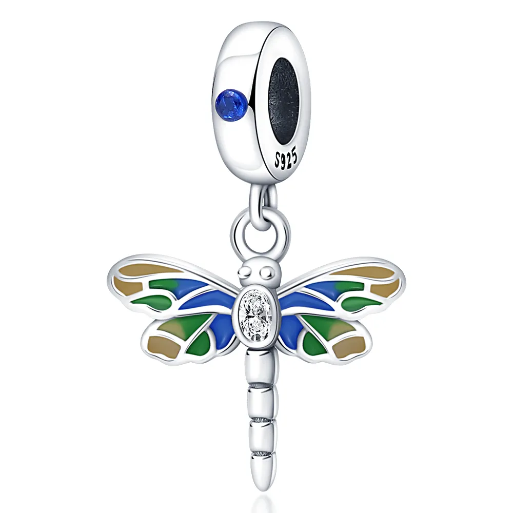 925 Silver Fit Pandora Charm 925 Bracelet Pendant Dragonfly Butterfly Series charms set Pendant DIY Fine Beads Jewelry