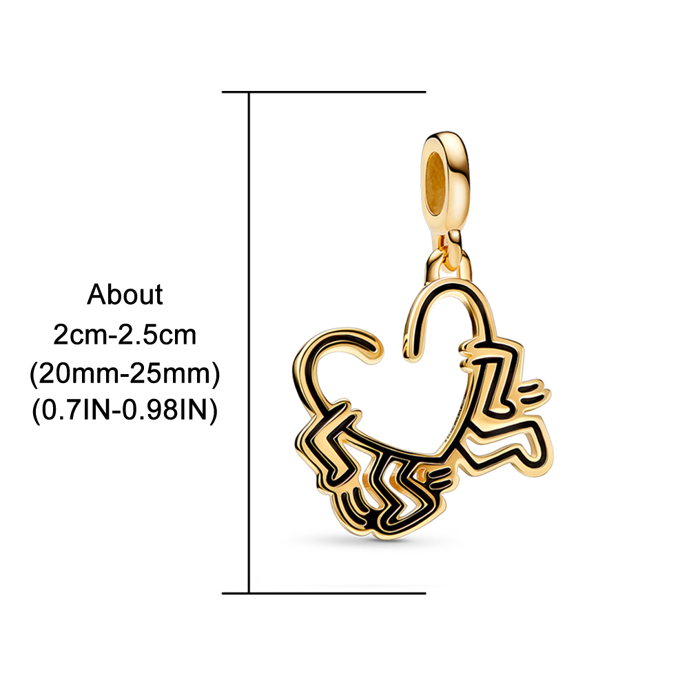 New Charm Graffiti Series 925 Sterling Silver Original Pendant Beads Love Heart Run Charm for PAND0RA Women Jewelry 2022