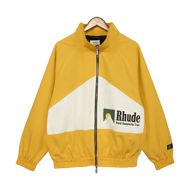 rhude jacket men jacket coat stand up collar zipper letter matching shorts pilot jacket men casual top fashion versatile loose fitting desginer man coats top jackets