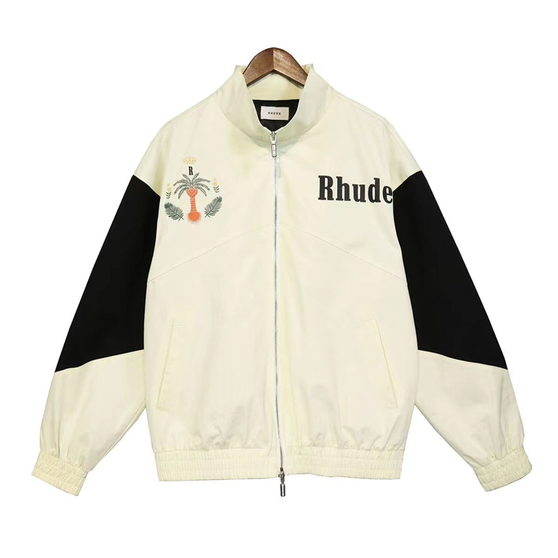 Fashiom Rhude Jacke für Herren, Designerjacke, Herrenmantel, Stehkragen, kurz, schmal geschnitten, mit Buchstabendruck, Herrenjacke, modisch, sportlich, lässig, vielseitig, lockerer Damenmantel