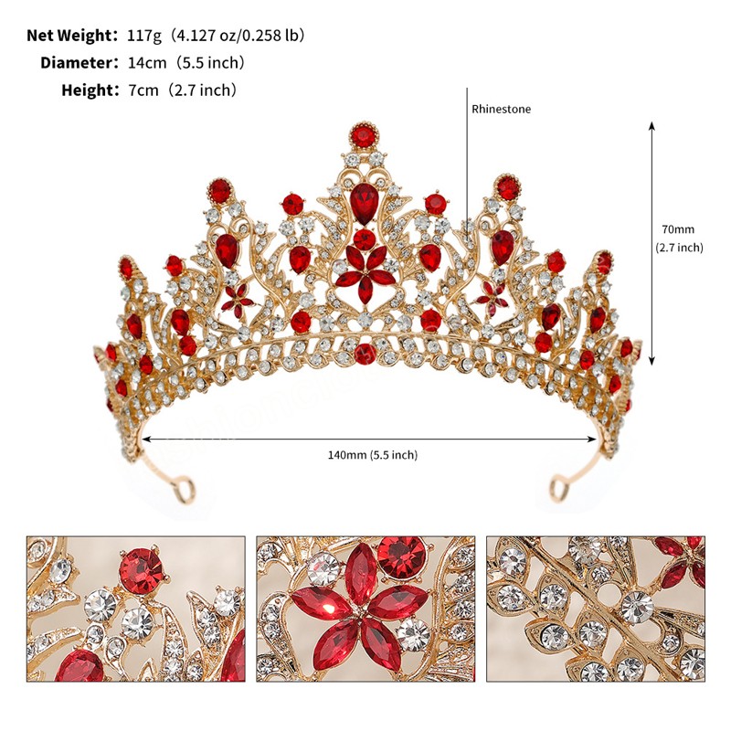 5 färger Mode Lyx Kristall Tiara Crown Kvinnor Bröllopsfest Nya koreanska Elegant Bröllopshår Klänning Accessoarer