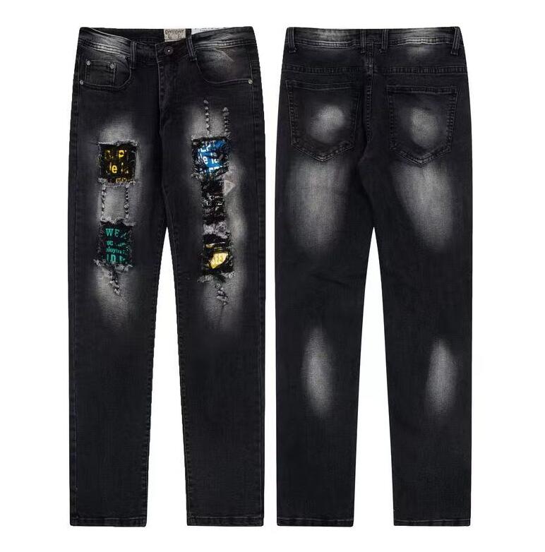 Fashion Mens Womens Jeans Cool Style Letter GA DPT Vintage Hand Painted Ripped Patchwork Casual Bell Bottoms Size M-XXL