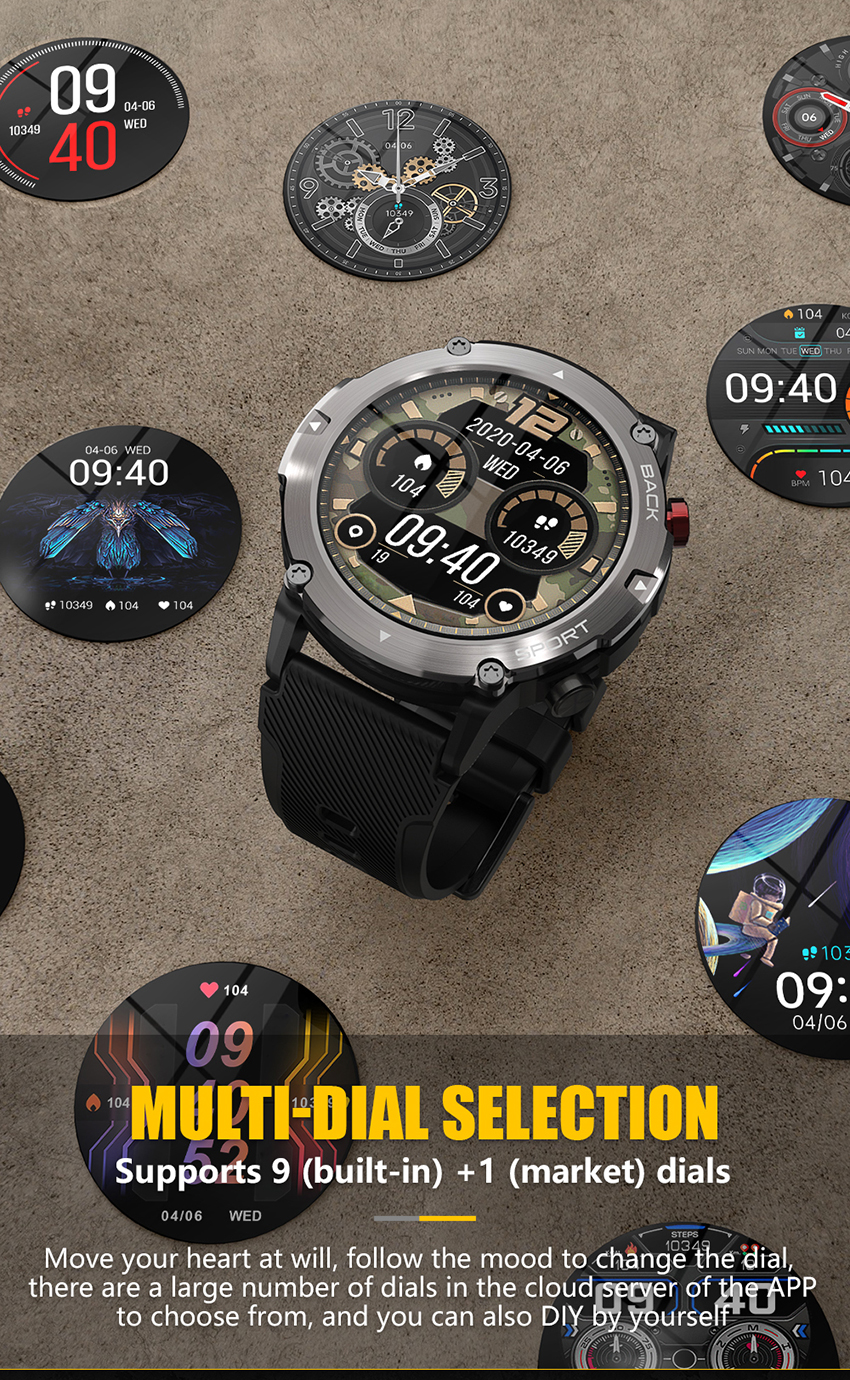 Inteligentny zegarek Męski Smartwatch z połączeniem Bluetooth IP68 Wodoodporny Monitorowanie stanu zdrowia 360 HD 15 dni Zegarek w trybie czuwania dla mężczyzn