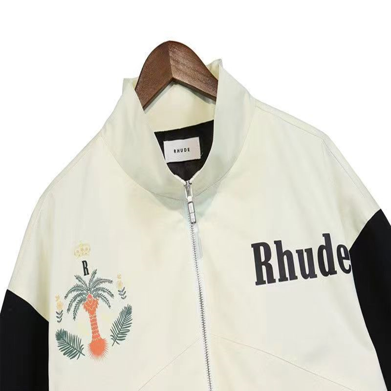 Fashiom Rhude Jacke für Herren, Designerjacke, Herrenmantel, Stehkragen, kurz, schmal geschnitten, mit Buchstabendruck, Herrenjacke, modisch, sportlich, lässig, vielseitig, lockerer Damenmantel