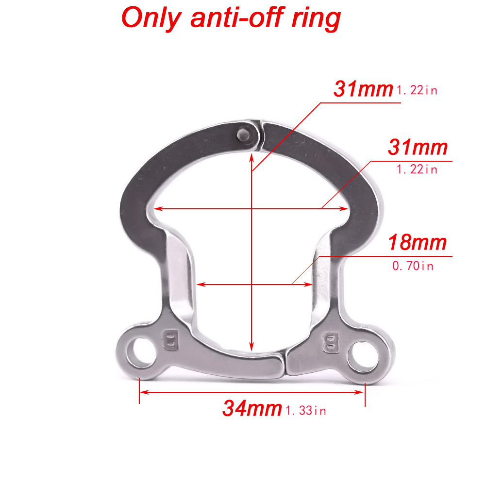 Gabbia di castità maschile in acciaio inossidabile con anello anti-off Piccolo cockring in metallo Restrizioni testicoli curvi Dispositivi di castità ingranaggi