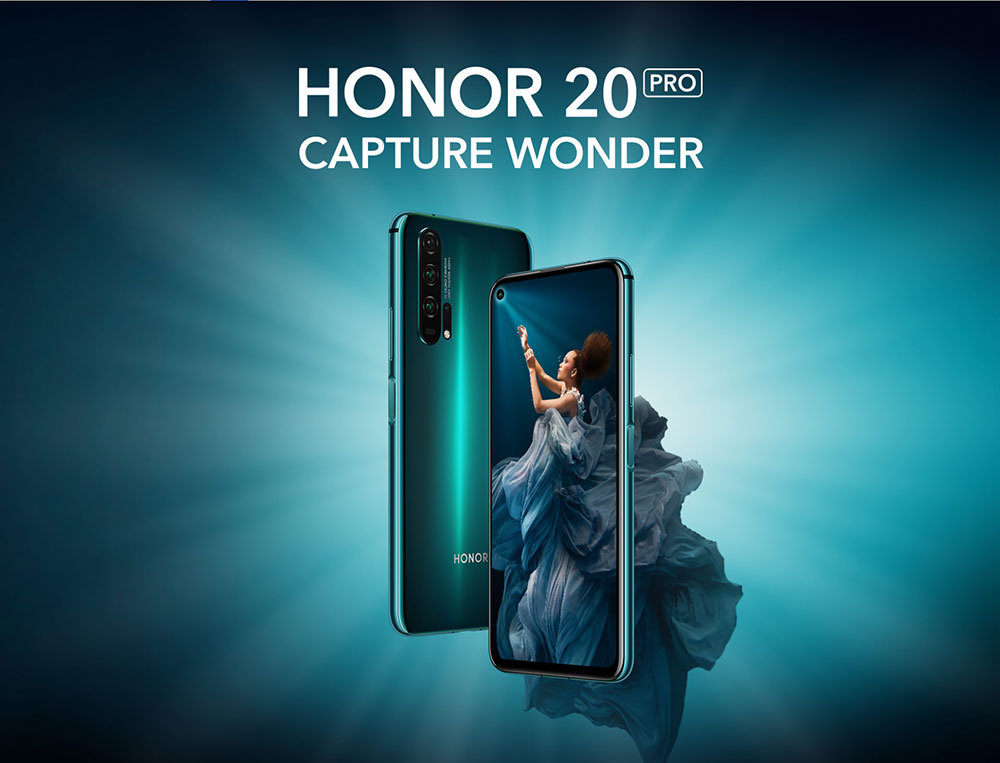 Huawei original honor 20 pro 4G LTE teléfono móvil kirin 980 octa core android 9,0 6,26 2340x1080 48.0mp 22,5 W cargador huella digital ota