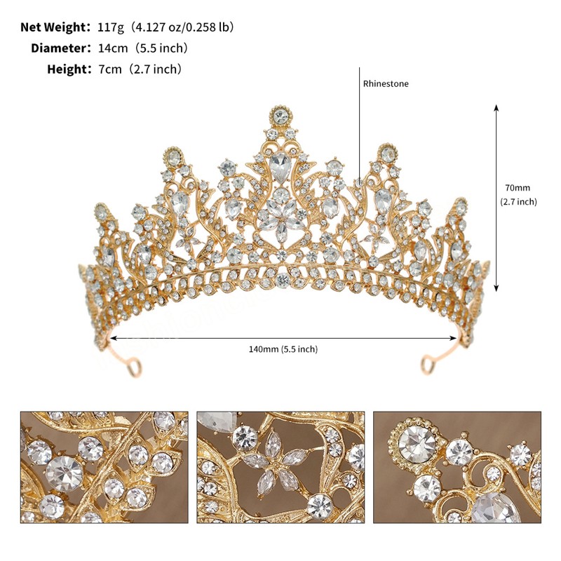 5 färger Mode Lyx Kristall Tiara Crown Kvinnor Bröllopsfest Nya koreanska Elegant Bröllopshår Klänning Accessoarer