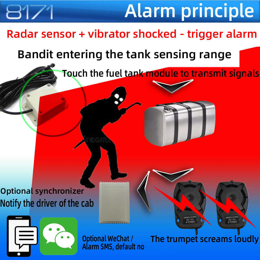 Nytt billarmsystem Lastbilslarmsystem med fjärrstart 12V-24V dubbla induktionsstrålkastare Anti-stöld oljesystemsats 8171