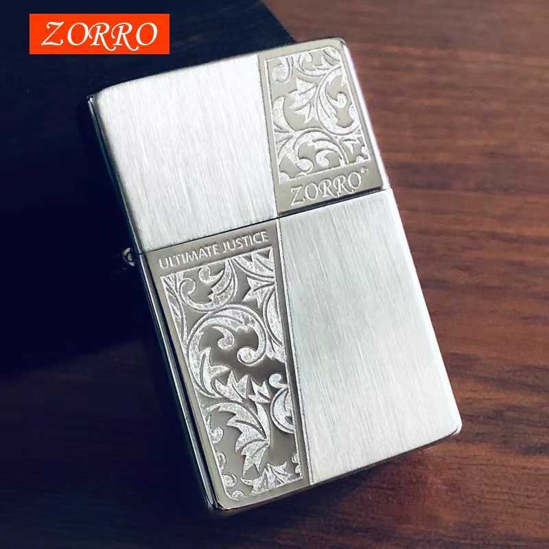 ZORRO Kerosene Lighter Original Copper Creative Color Separation Retro Grinding Wheel Ignition Smoke Accessories Gadgets For Men FZVB