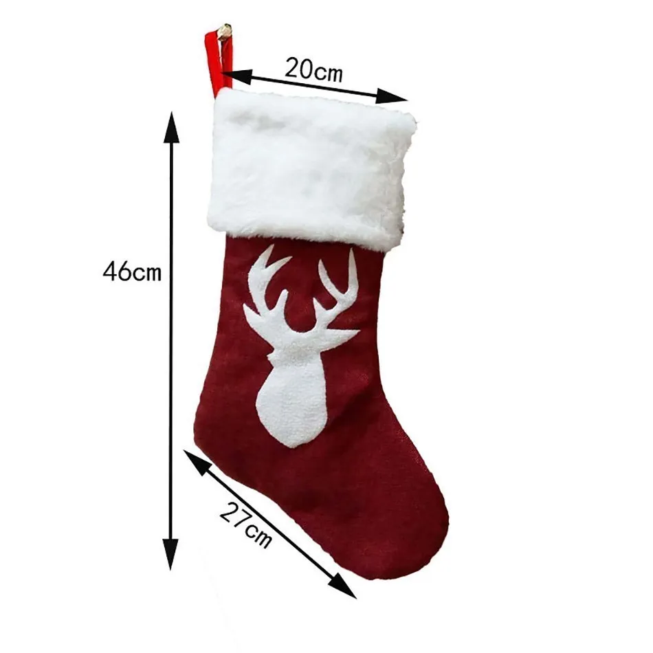 新しい新しい 2024 クリスマスストッキング靴下ギフトキャンディーバッグヘラジカクリスマスツリー鹿印刷ポケット吊り飾り