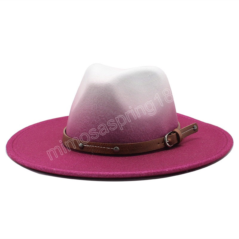 Man Vrouwen Fedora Hoeden Britse Stijl Gradiënt Grote Rand Woole Vilt Jazz Hoeden Vintage Trilby Kerk Godfather Sombrero Caps