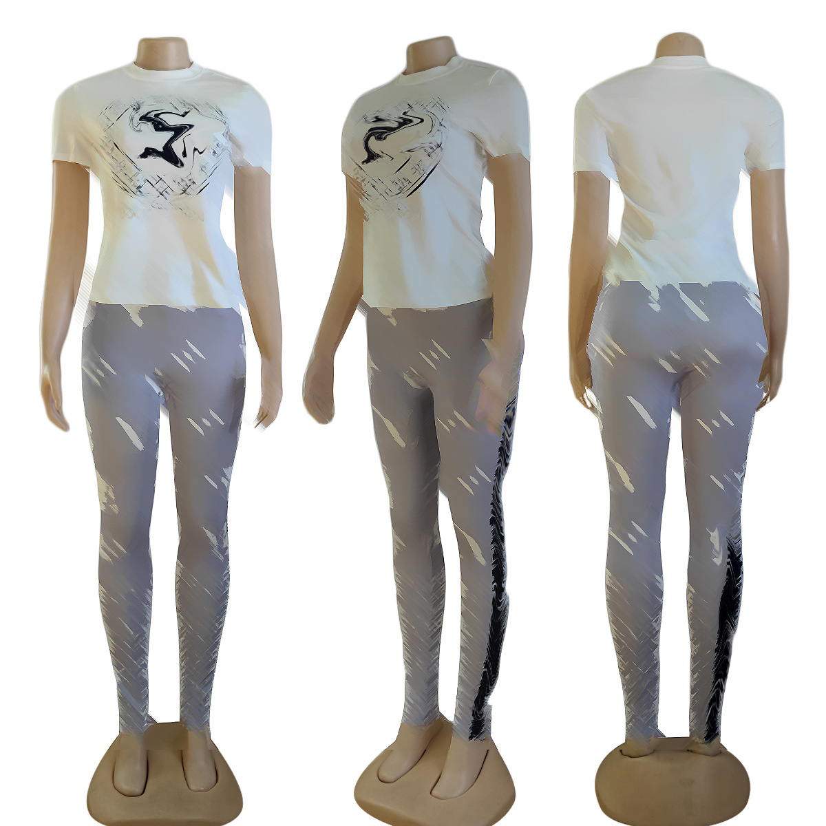 Dames tweedelige broek dagelijkse trainingspakken casual T-shirt met ronde hals en broek set vrij schip