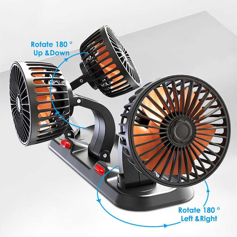 New Fan for Car Three-Head Fan USB/12V/24V Cooling Air Small Personal Fan 2 Speeds Electric Fan for Truck Vehicle Ship Van