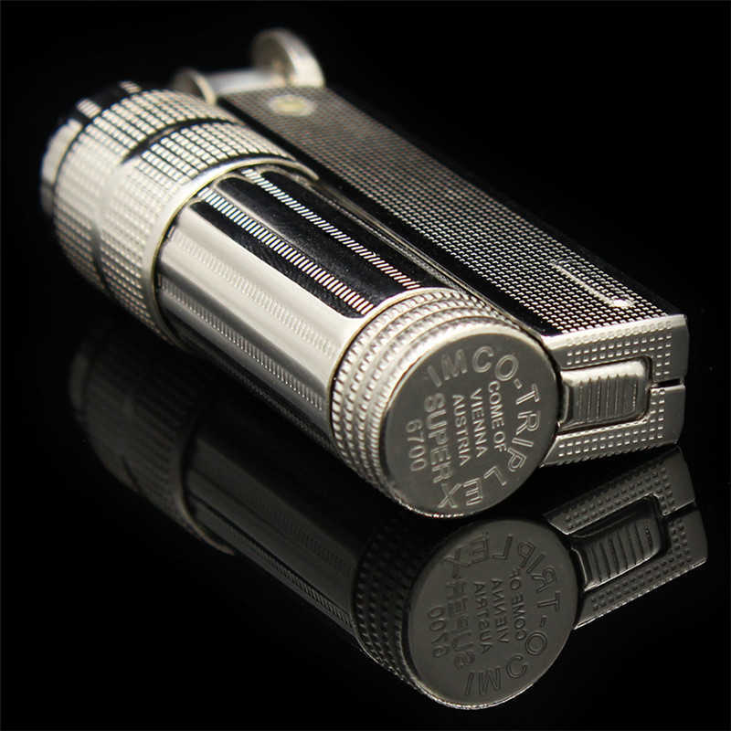 Original IMCO briquet ancien sans essence silex coupe-vent en acier inoxydable Cigarette essence huile gonflé Gadgets homme PQC2