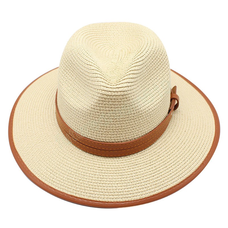 Novo chapéu de palha panamá natural em formato macio verão feminino/masculino aba larga praia boné protetor solar chapéu fedora