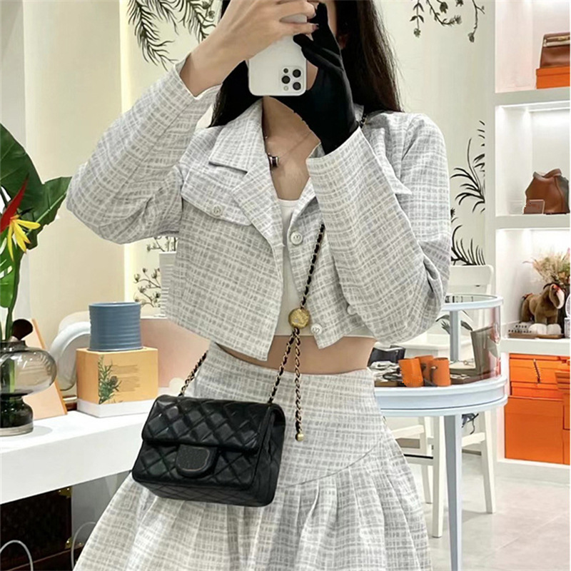 Schapenvacht CF Small Geparfumeerd 19bag Mini Square fat small gold ball bag Diamond check chain bag crossbody bag small