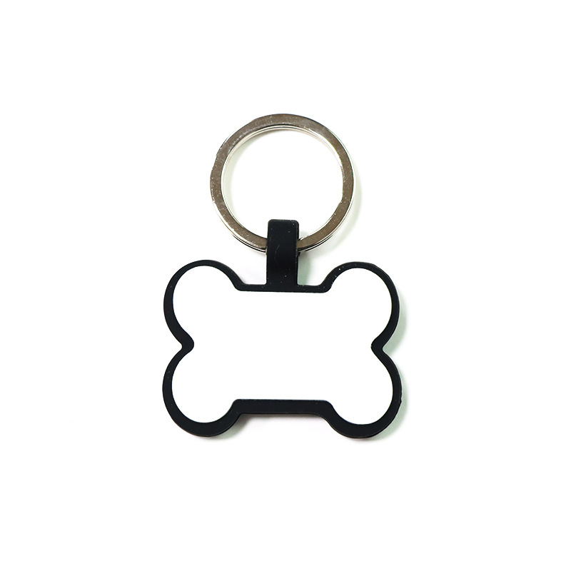 Étiquette de chien en silicone créative Étiquette de chat en forme d'os Étiquette de propriété pour animaux de compagnie Porte-clés en silicone Étiquette en silicone pour animaux de compagnie Bricolage Carte d'identité pour chat et chien Porte-clés multicolores