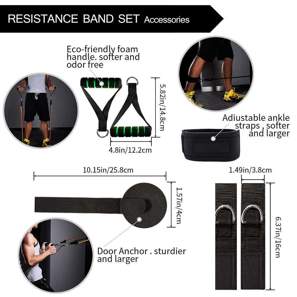 Fasce di resistenza Fascia di resistenza Set di fasce di resistenza Crossfit 11 pezzi Pull Rope Fitness Body Building Attrezzature Fit Equip Training Esercizio HKD230710