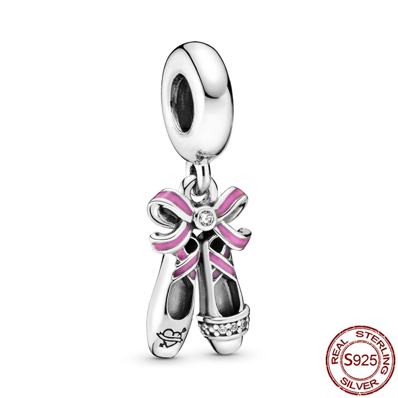 925 Gümüş Yeni Moda Kadınlar Pandora Charm Boncuklar Aile Kahve Kupası Kalp Şekleli Tek Boynuzlu At Emaye Kolye Bilezikler ve Bilezikler için Uygun