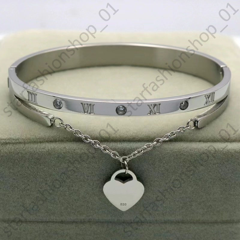 Bracelets en acier inoxydable or Rose Bracelets femme coeur pour toujours amour marque Bracelet à breloques pour femmes célèbre bijoux 247e