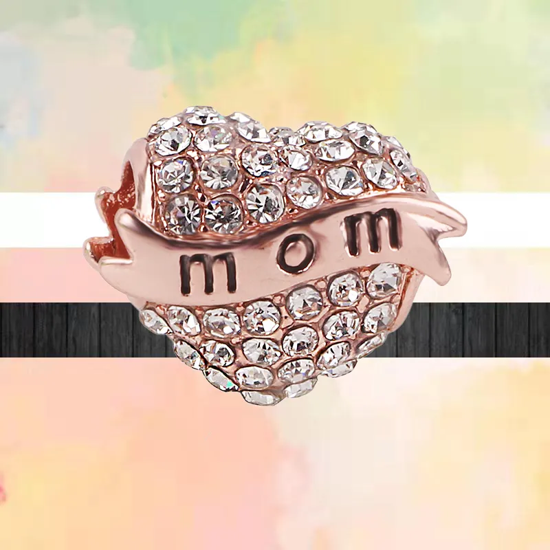 925 Silver Fit Pandora Charm 925 Bracelet Color Shining Happy Mothers` Day Family charms set Pendant DIY Fine Beads Jewelry