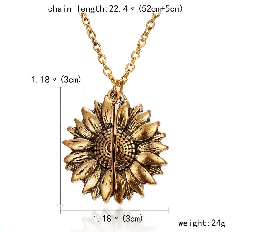 Words You Are My Sunshine Best Friends Best Bitches Valentine Necklace Antique Gold Sunflower Locket Pendant Necklace for Women Free Ship