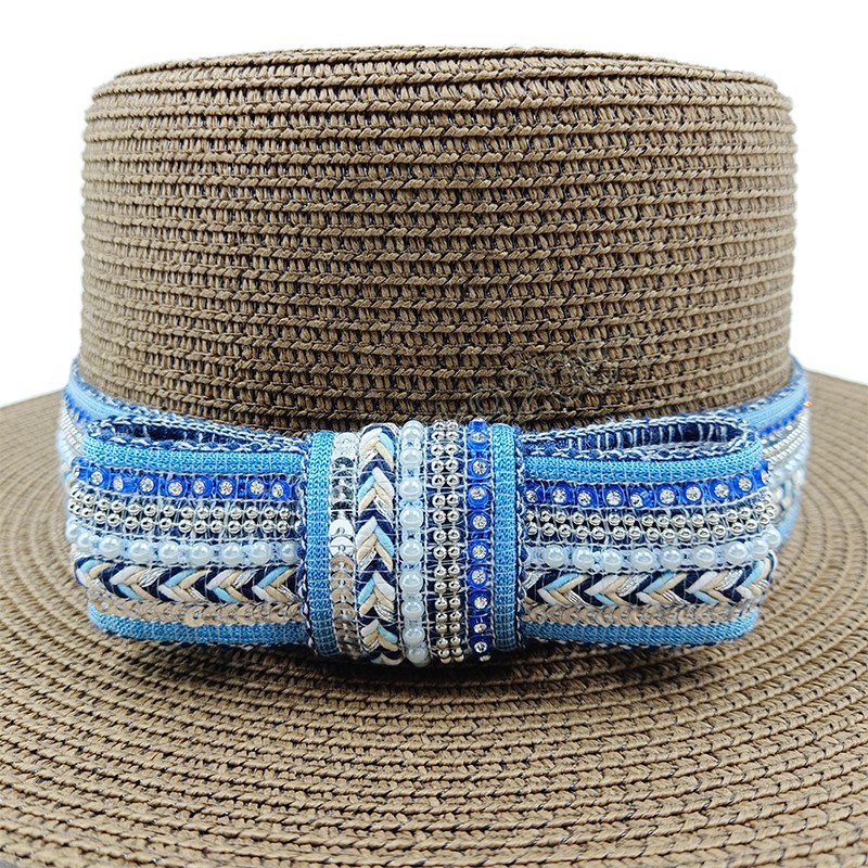 Zonnehoed Diamond Bow Accessoires Meer Blauw Zomer Brede Rand Hoed Reizen Strooien Hoed Heren en Dames Strandhoed Gorras Homebre