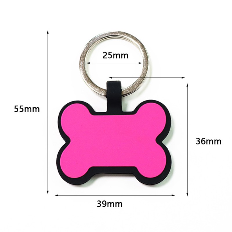 Étiquette de chien en silicone créative Étiquette de chat en forme d'os Étiquette de propriété pour animaux de compagnie Porte-clés en silicone Étiquette en silicone pour animaux de compagnie Bricolage Carte d'identité pour chat et chien Porte-clés multicolores