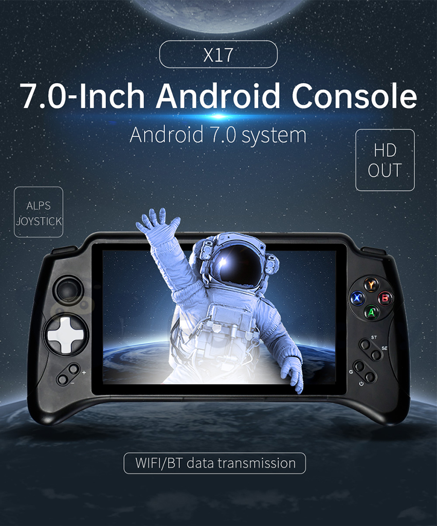 Powkiddy nouveau produit x17 Android portable 7 pouces grand écran console de jeu PSP portable DC/ONS/NGPMD arcade