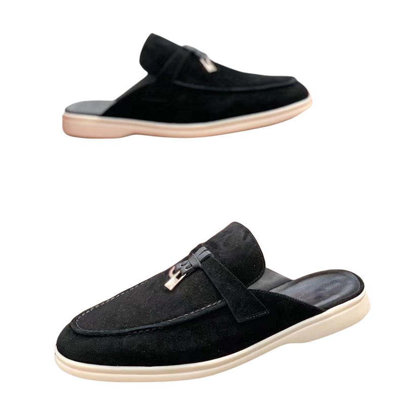 Lyxiga designerskor Charms Walk-sandaler högkvalitativ fritids tofflor Klassiska mocka promenader mulor Babouche Loafers utomhusrutschbanor kända tofflor för kvinnor