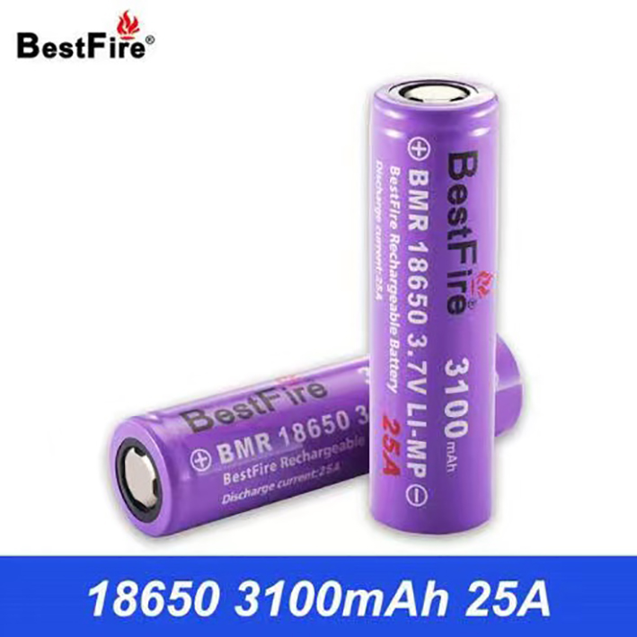 BestFire 18650 litiumbatteri laddningsbart batteri 3100mAh platt huvud 25A 3,7V strömbatteri