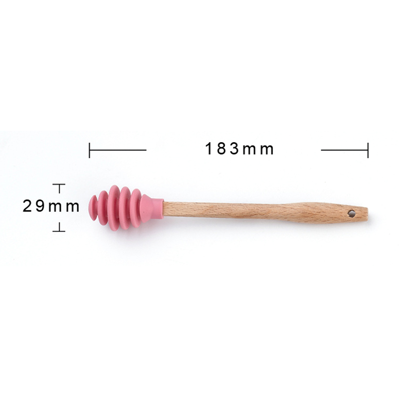 Silicone Honey Spoon Long Handle Wooden Honey Stick Dipper Jam Syrup Dispenser Kitchen Tools