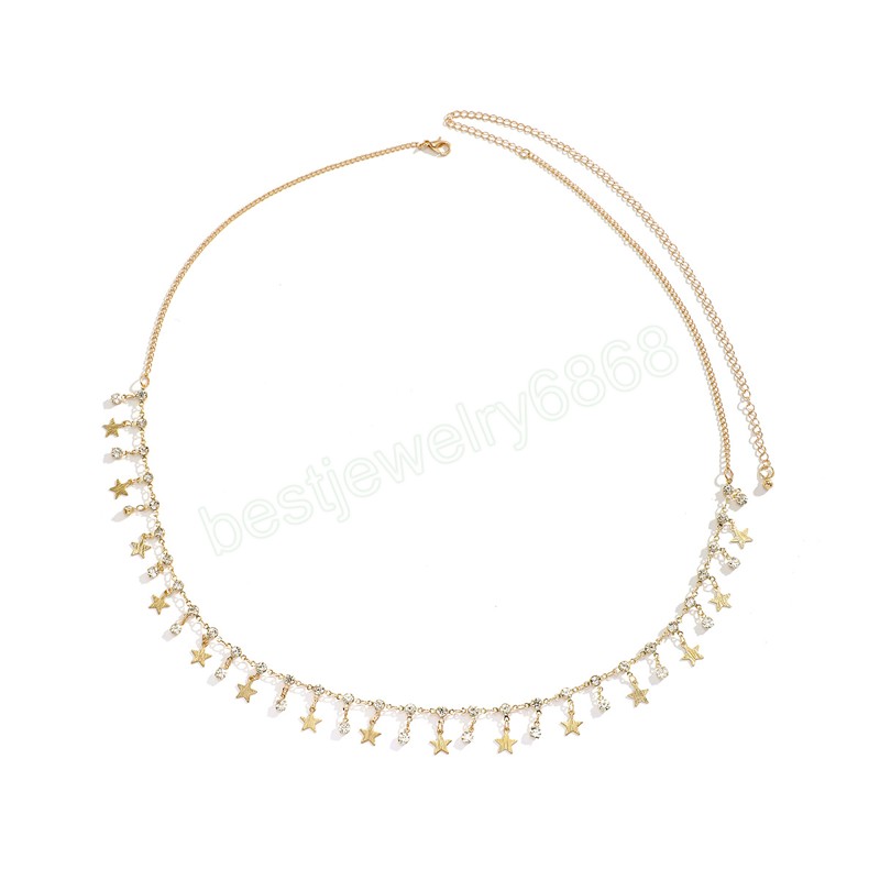 Kleine Sterne und Strass Anhänger Taille Kette für Frauen Sexy Sommer Bauchfrei Gürtel Weibliche Mode Bauch Kette Körper Schmuck