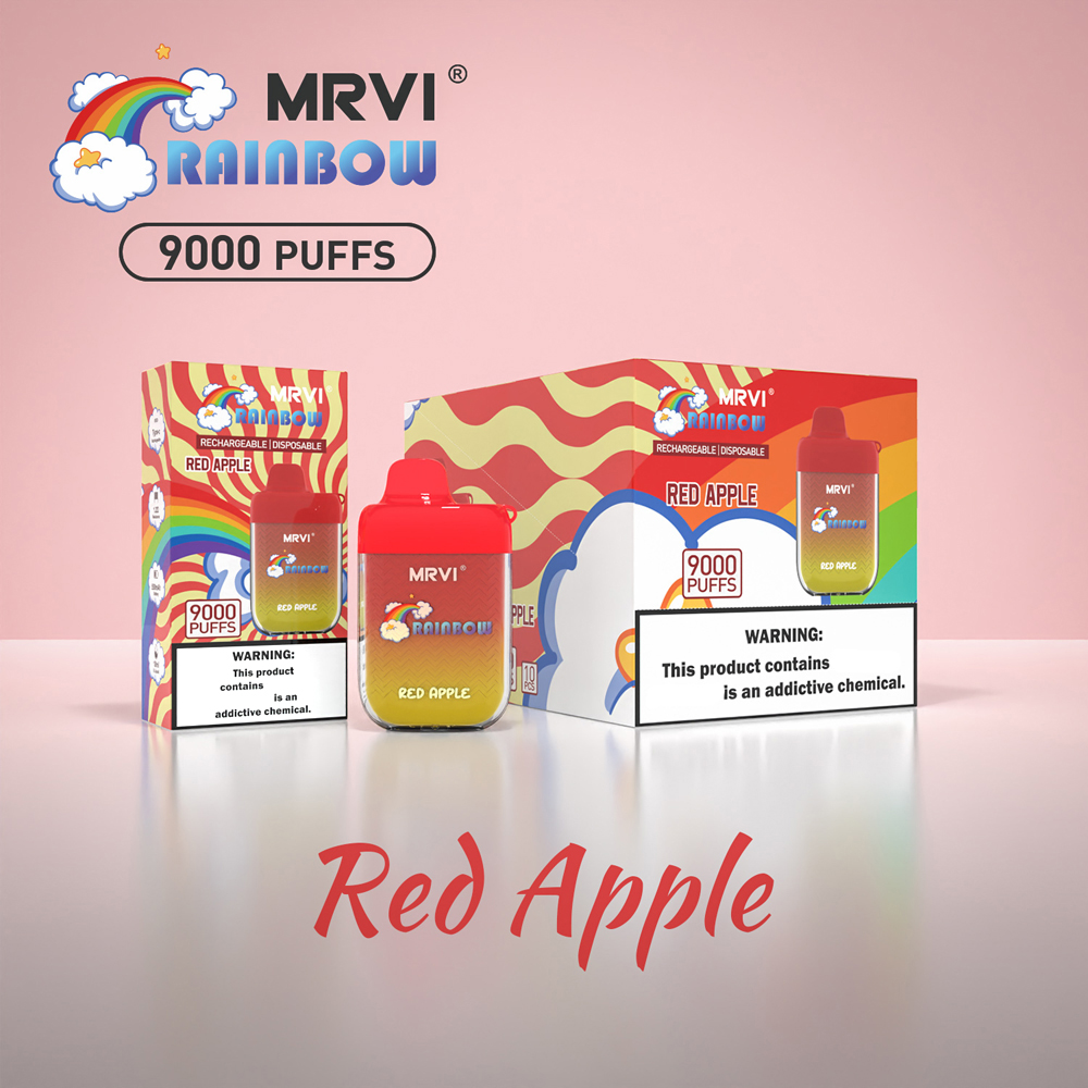 오리지널 MRVI 바 레인보우 9000 퍼프 회기 대상 vape e 담배 스카이 트 스키 크리스탈 바 펜 충전식 550mAh 배터리 18ml 포드 엘프 잃어버린 메리 바 퍼프 9K