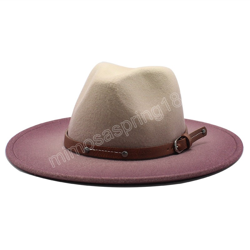 Man Vrouwen Fedora Hoeden Britse Stijl Gradiënt Grote Rand Woole Vilt Jazz Hoeden Vintage Trilby Kerk Godfather Sombrero Caps