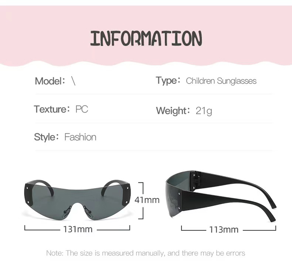 Child Cute One Piece Rimless Frame Sunglasses Children Kids Fashion Boys Girls UV400 Protection Vinatge Eyewear SG697