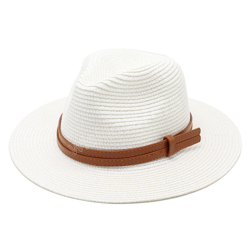 Chapéu de palha panamá natural em formato macio verão feminino/masculino aba larga praia boné de sol proteção UV chapéu fedora