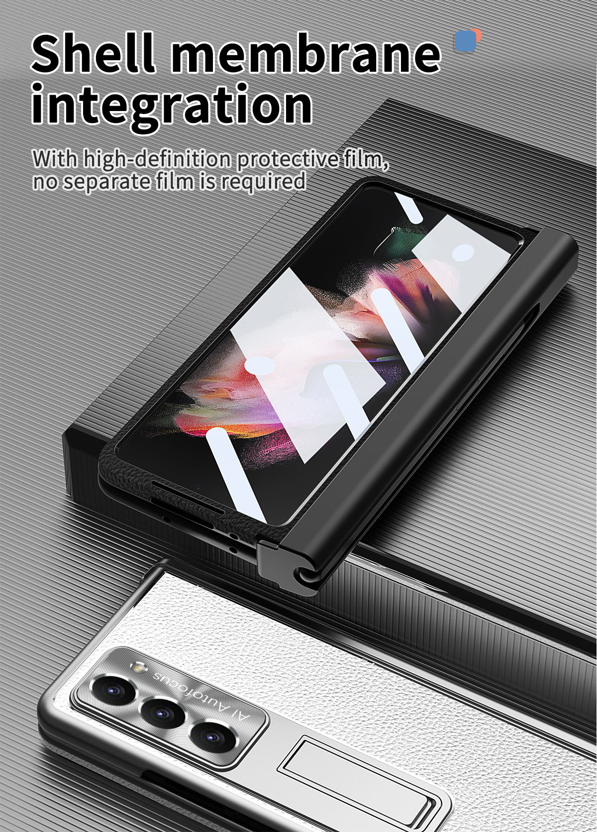 Plating lederen hoesjes voor Samsung Galaxy Z Fold 5 Case Pen Slots Scharnier Beschermfolie Cover