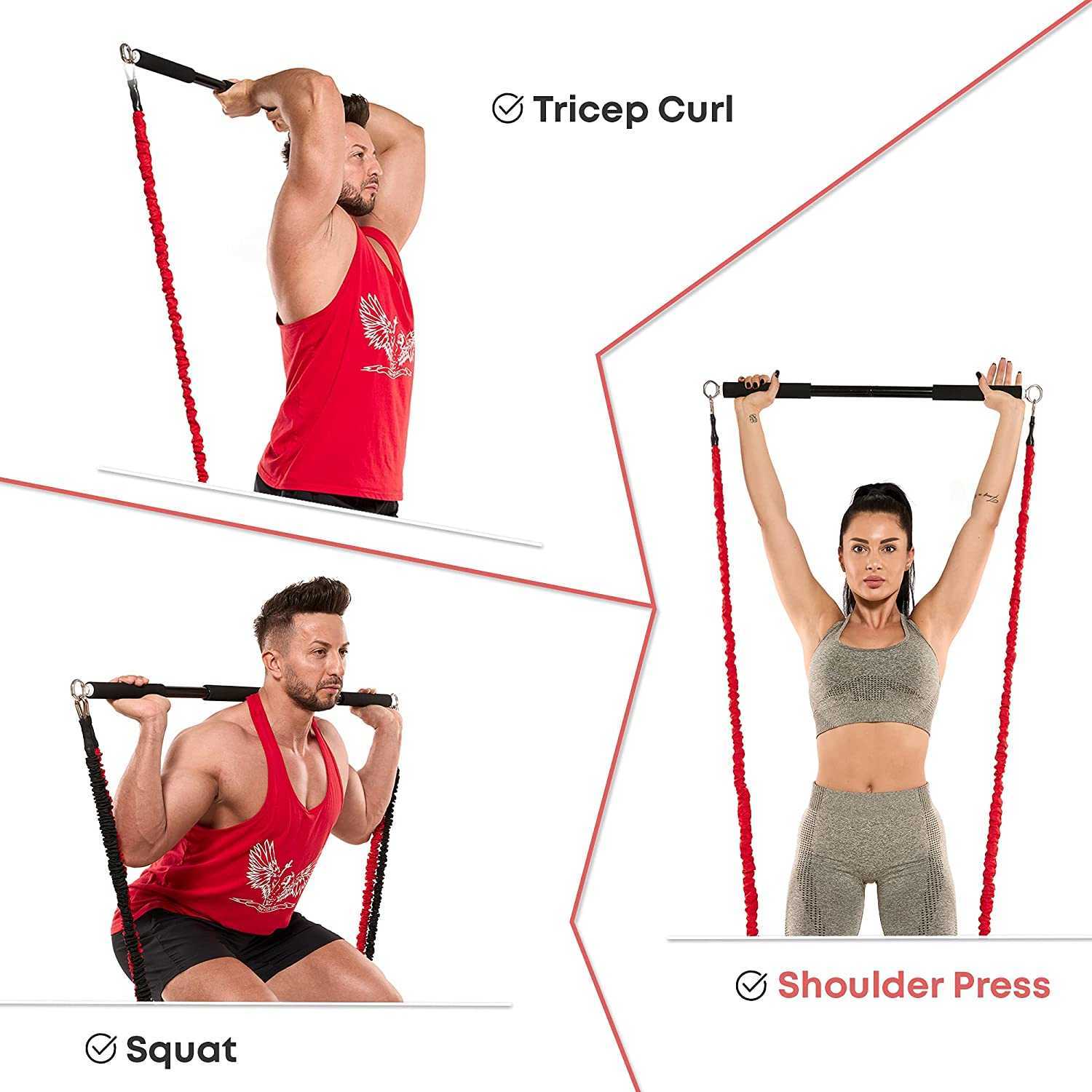 Resistance Bands Workout Bar Fits All Resistance Bands with Clip Portable Resistance Bands Exercise Bar for Fitness Home Gym Workout Full Body HKD230710