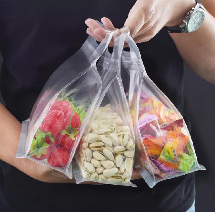 Sac en plastique transparent à fond plat Pochettes de rangement pour noix alimentaires Fermeture éclair transparente Sac d'emballage debout SN4182