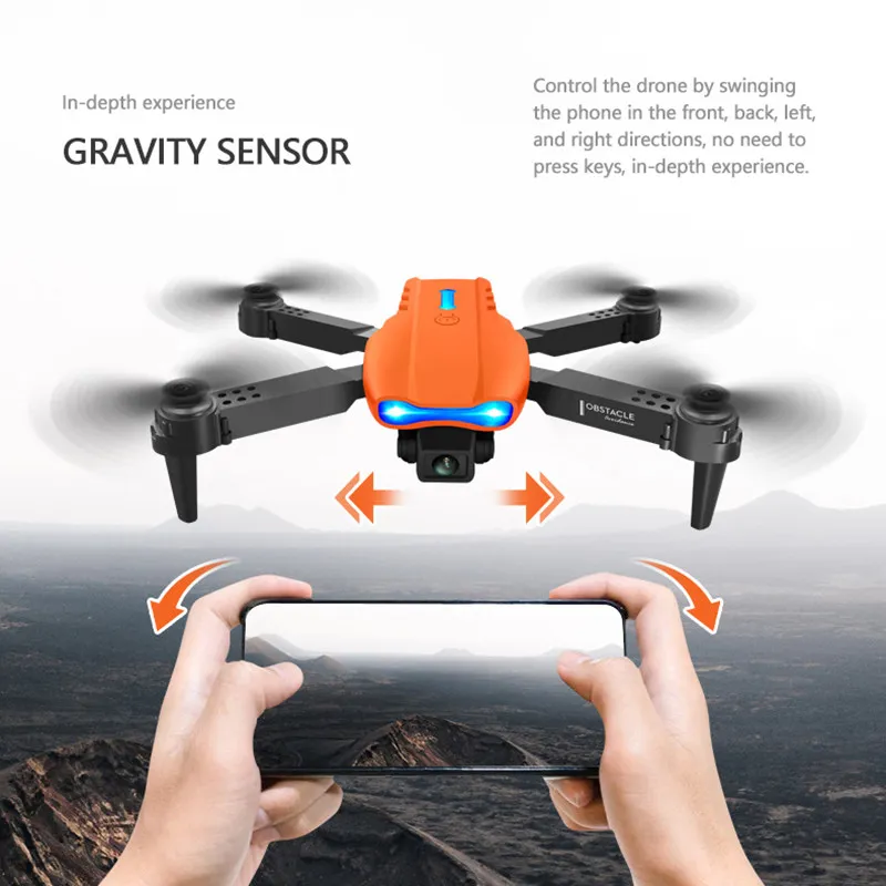 E99 Pro Mini Drone pieghevole Telecamere 4K Wifi ad alta definizione Fpv Fotografia aerea Quadcopter Evitamento ostacoli su tre lati Elicottero Aereo telecomandato